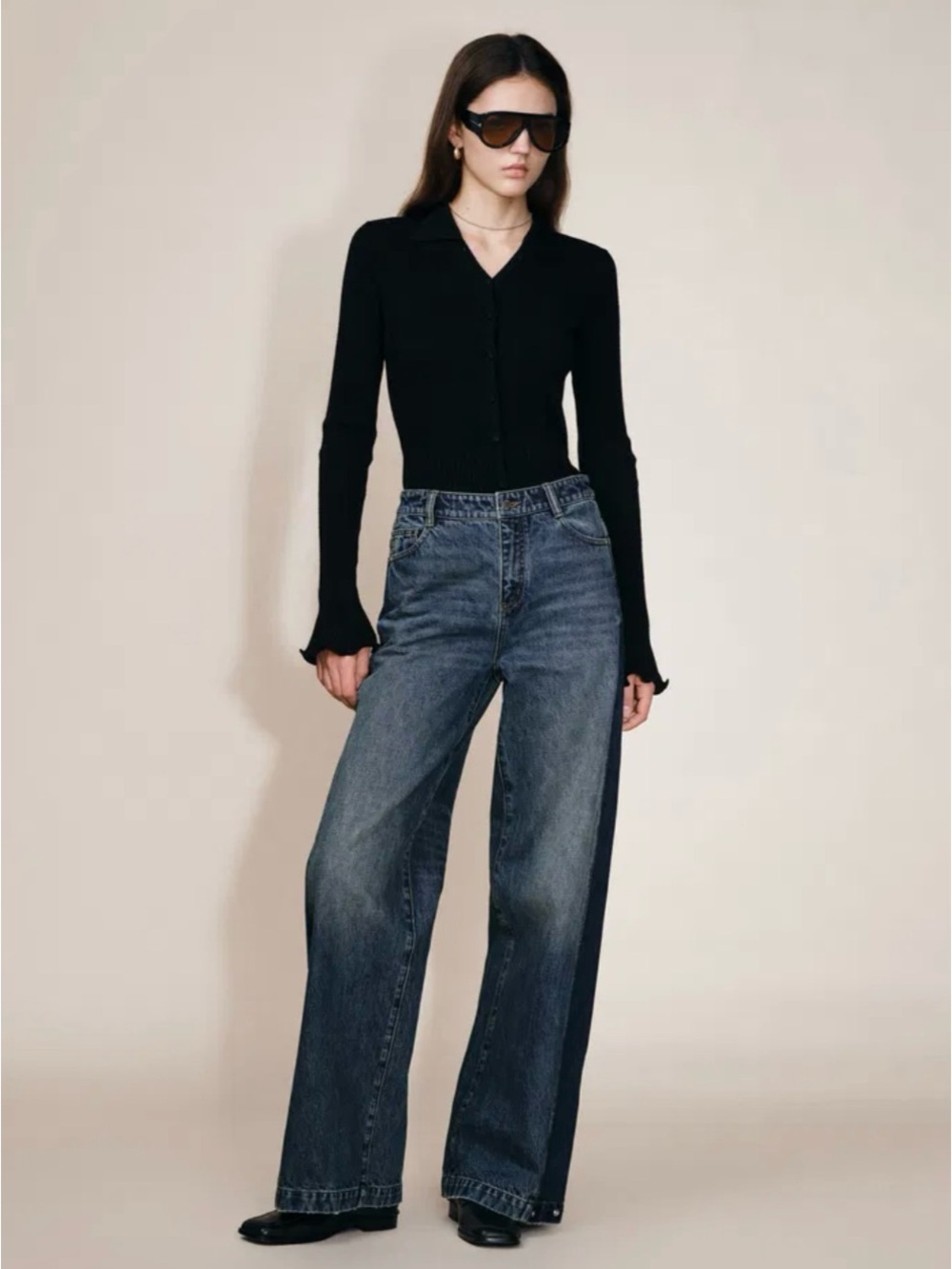 NWT- FABRIQUE Mia Two Tone Panel Jeans Denim - Picture 3 of 15
